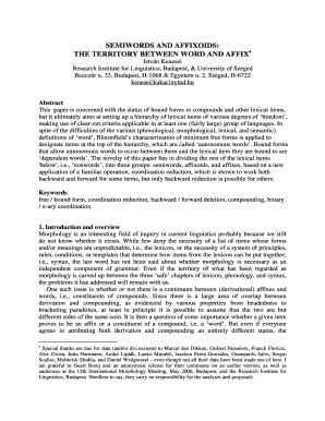 Semiwords And Affixoids: The Territory Between Word And Affix - Fill ...