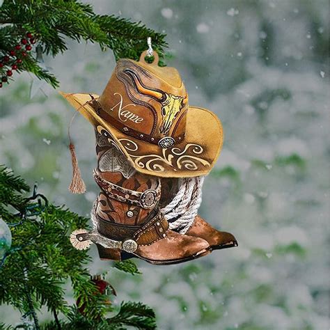 Amazon.com: Cowboy Boots Hanging Ornament for Christmas Tree, Cowboy ...