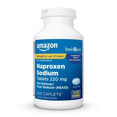 Amazon Basic Care Naproxen Sodium Caplets 220 mg, Pain Reliever/Fever Reducer (NSAID), Muscular ...