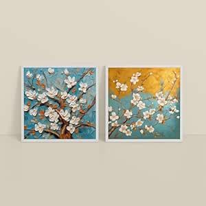 SCPmarts Elegant Floral Wall Art Set of 2 (10 x 10 Inch) – Framed ...