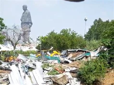 Demolition in front of the Statue of Unity