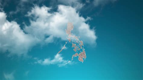 philippines country map with zoom in Realistic Clouds Fly Through. camera zoom in sky effect on ...