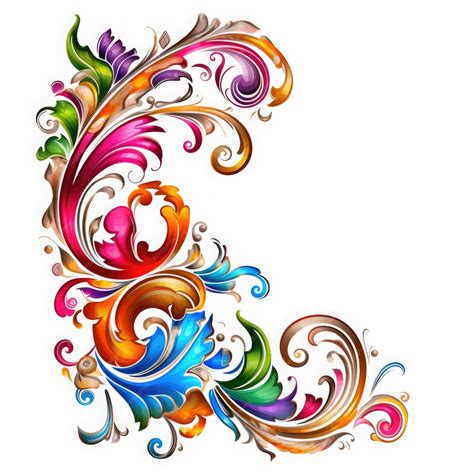 Colorfull elaborate filigree corner borders on white Background AI ...