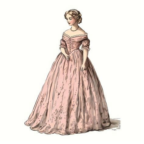 Premium Photo | Vintage Illustration Of Woman In Pink Gown Detailed ...