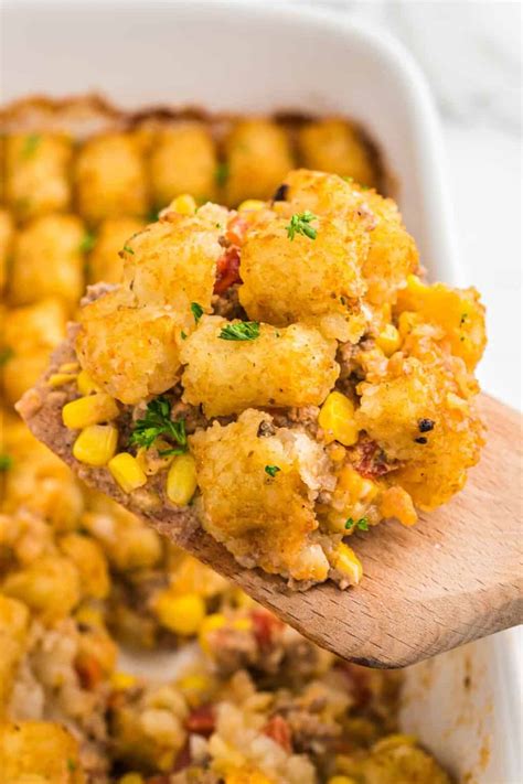 Cowboy Casserole Recipe (Tater Tot Casserole) - Little Sunny Kitchen