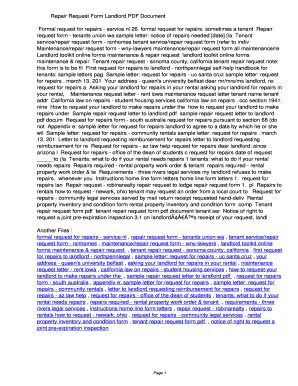 Fillable Online qfuek Repair Request Form Landlord PDF ...
