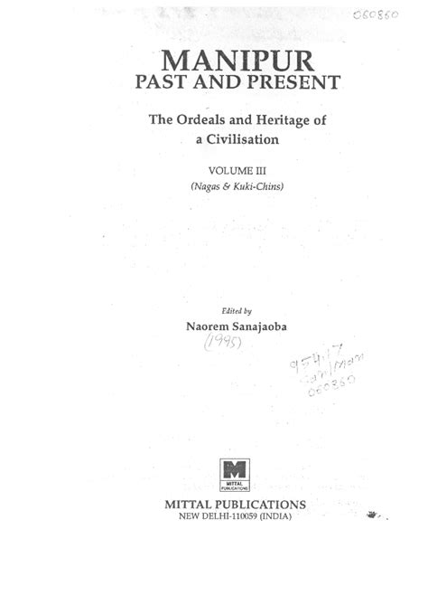 Manipur past and present - {,{i &r,,l.: MANIPUR PAST AND PRESENT The ...