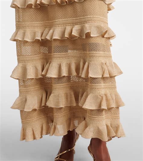 Illuminate ruffled tiered maxi skirt in gold - Zimmermann | Mytheresa