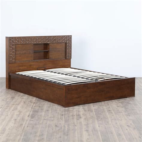 Buy Takeshi Mustang King-Size Bed with Hydraulic Storage - Brown from ...
