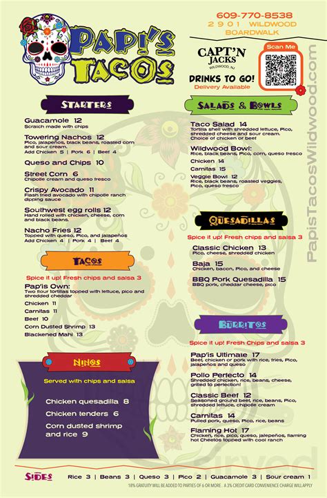 Papi's Tacos menu in Wildwood, New Jersey, USA