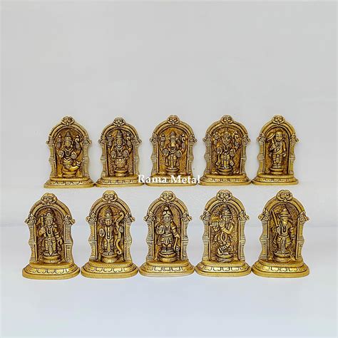 Buy RAMA METAL Brass DASAVATHARAM Idols Set/Dashavatara Online at Low ...
