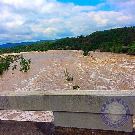 : Today's flooded Frio River near Concan in Uvalde County