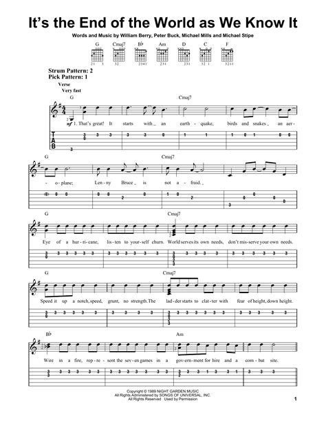 It's The End Of The World As We Know It by R.E.M. - Easy Guitar Tab ...
