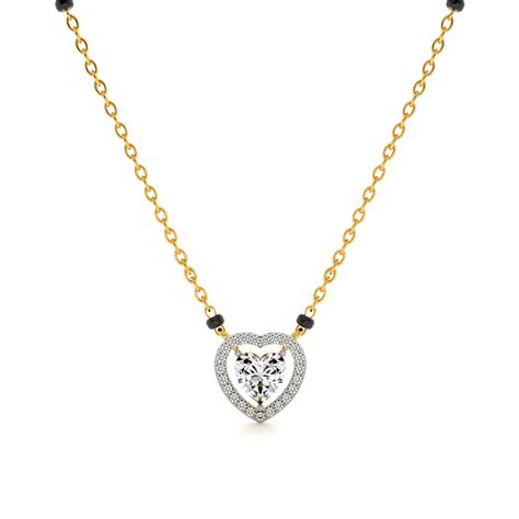 Dual Heart Shaped 9KT Gold Lab Grown Diamond Mangalsutra – PALMONAS