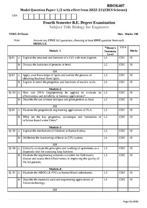 Module-II Biology - module II - Biology for Engineers (BBOK407 and ...