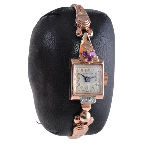 Wittnauer 14Kt. Rose Gold 1940 Art Deco Ladies Watch with Ruby and ...
