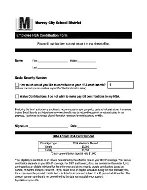 Health Equity HSA Employee Payroll Contribution Form - Fill and Sign ...