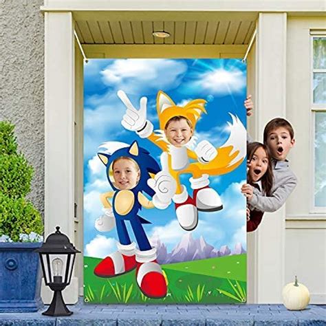 Buy Sonic Photo Banner Hanging Decor Themed Face Frame Backdrop Props ...