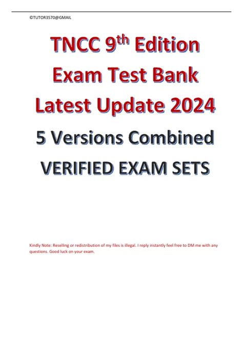 TNCC 9th Edition Exam Test Bank 2025 - TNCC 9th Edition - Stuvia US