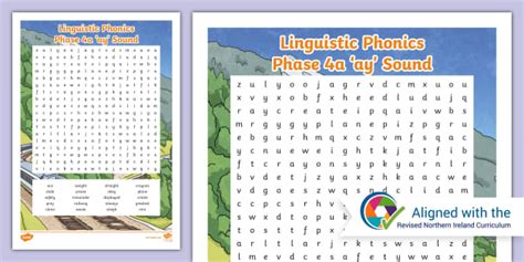 NI Linguistic Phonics Phase 4a ‘ay’ Word Search - Twinkl