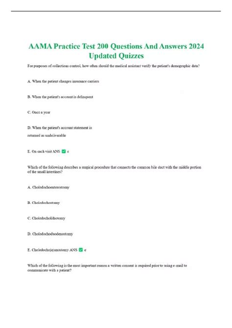 AAMA Practice Test 200 Questions And Answers 2024 Updated Quizzes ...
