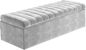 LEGACY OF COMFORT Velvet Upholstered Ottoman with Storage, 2 Seater ...