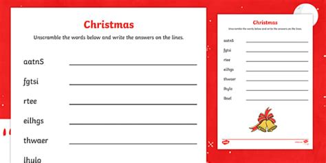 Christmas Word Unscramble Activity - ESL Christmas Resources