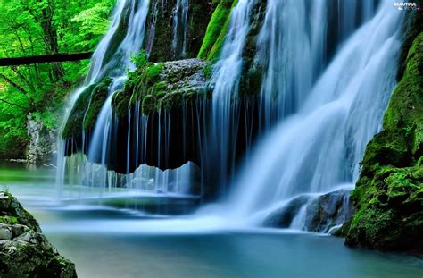 forest, waterfall, rocks - Beautiful views wallpapers: 2048x1344