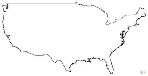 Outline Map of USA coloring page | Free Printable Coloring Pages