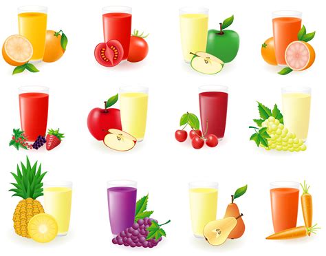 set of icons with fruit juice vector illustration 491027 Vector Art at ...