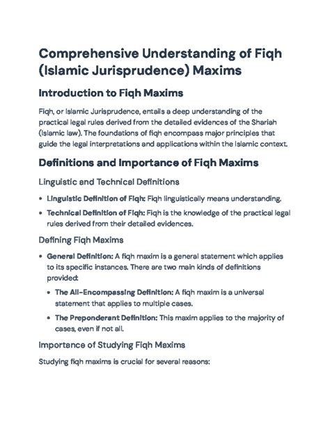 Comprehensive Overview of Fiqh Maxims in Islamic Jurisprudence ...