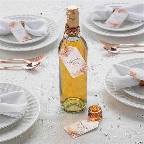 Amber Patterned Napkin Rings with Boho Thank You Tags for 24 | Oriental Trading