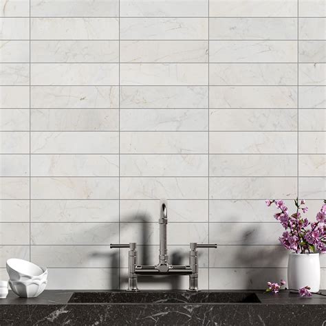 White Pearl Honed Subway Marble Tile | 3×12 | White Marble Subway Tile