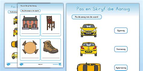 Graad 3 Wiskunde Pas en Skryf die Aansig Aktiwiteitskaart