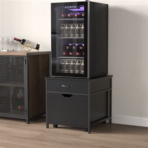 Mini Fridge Stand with Storage, Heavy Duty Mini Fridge Table with Roll ...