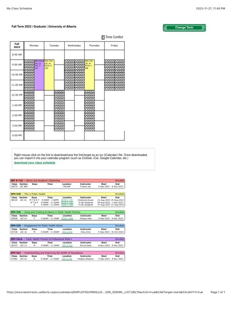 Class Schedule | PDF