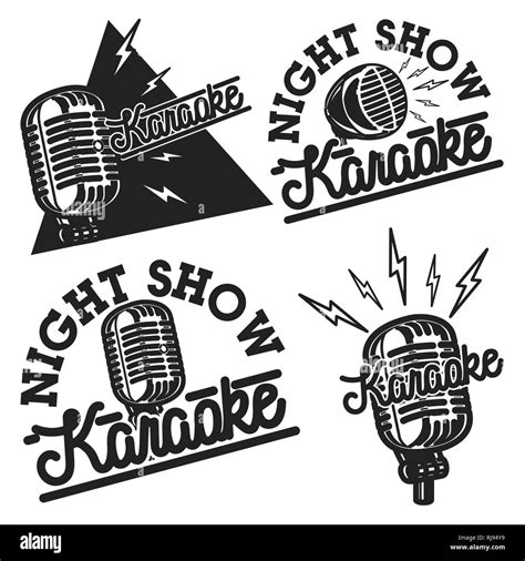 Set of karaoke related vintage labels, badges and design elements ...