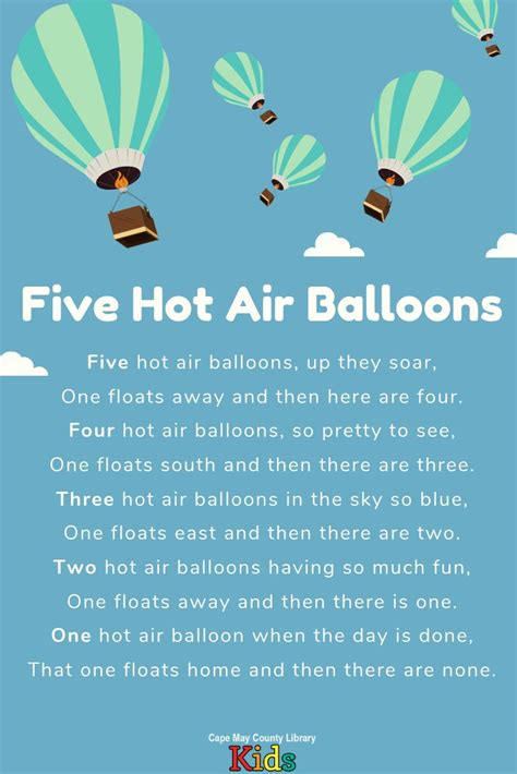 5 Hot Air Balloons Felt Rhyme | Transportation songs, Preschool songs ...
