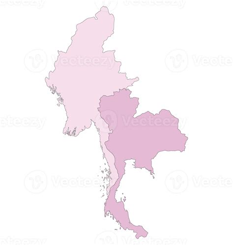 Map of Thailand and Myanmar. Map of border countries of Southeast Asia, Thailand and Myanmar ...