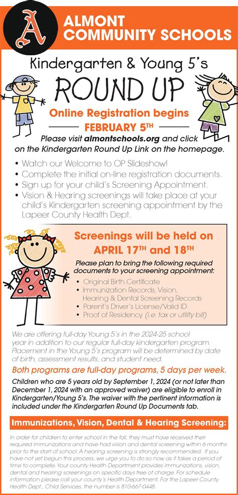 Kindergarten Round Up 24-25 - Almont Community Schools