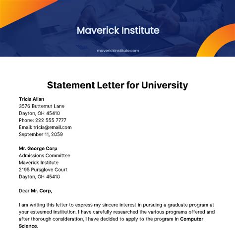 Image result for Statement Letter Example