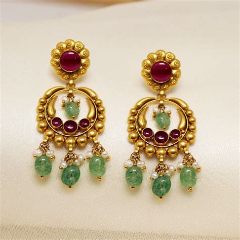 Buy Green Stone Hanging Stud in Kerala, India | Chungath Jewellery ...
