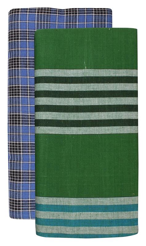 Buy Indhirani Men's First Quality Fast Colour Cotton Lungies - Pack of ...