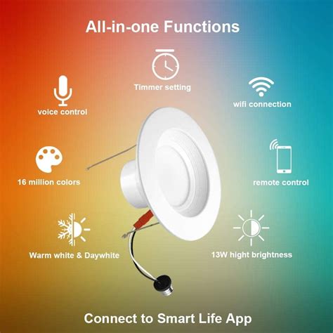 Buy SUNTHIN Smart LED Recessed Light, 6 inch WiFi Downlight Retrofit ...