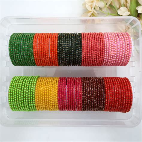 Pack of 10 Dozens Round Drop Festive Glass Bangles