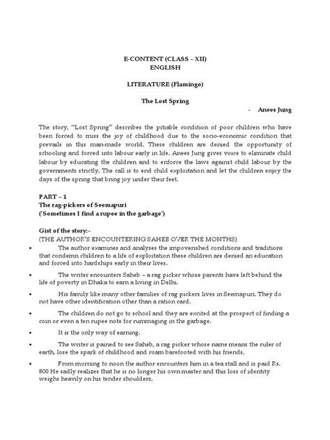 Image result for Lost Spring Line by Line Explanation