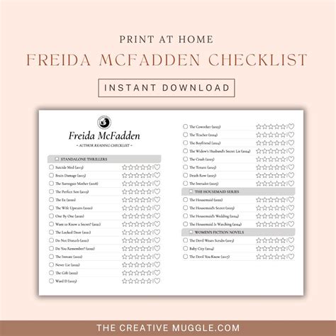 Freida Mcfadden Reading Checklist: Printable Book List (PDF) - Etsy