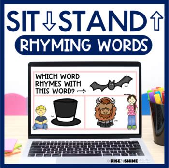 Sit Down Stand Up | Rhyming Words Movement Game by Rise and Shine Resources