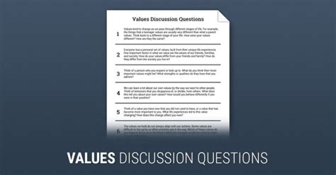 Image result for Values Discussion Questions PDF