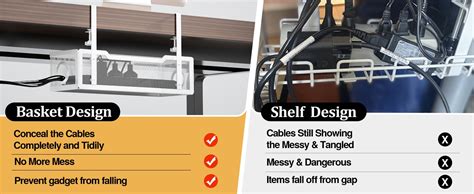 Climberty® No Drill Under Desk Cable Management Tray, Adjustable Metal ...